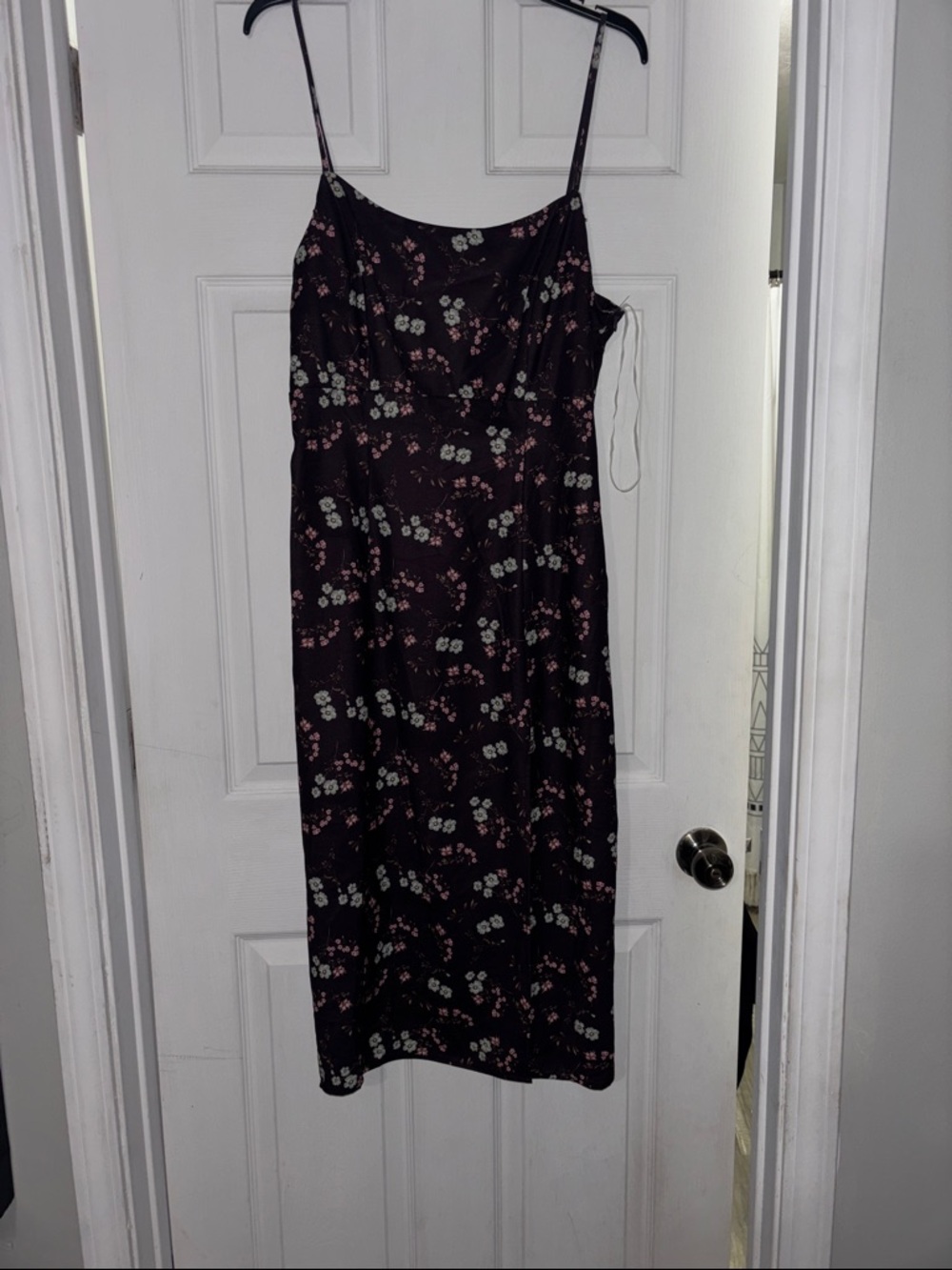 Floral Slip Midi Dress in Black